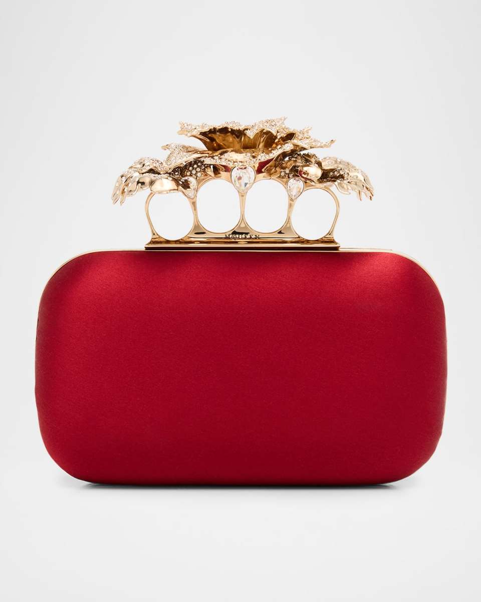 Crystal Carnation Satin Clutch Bag